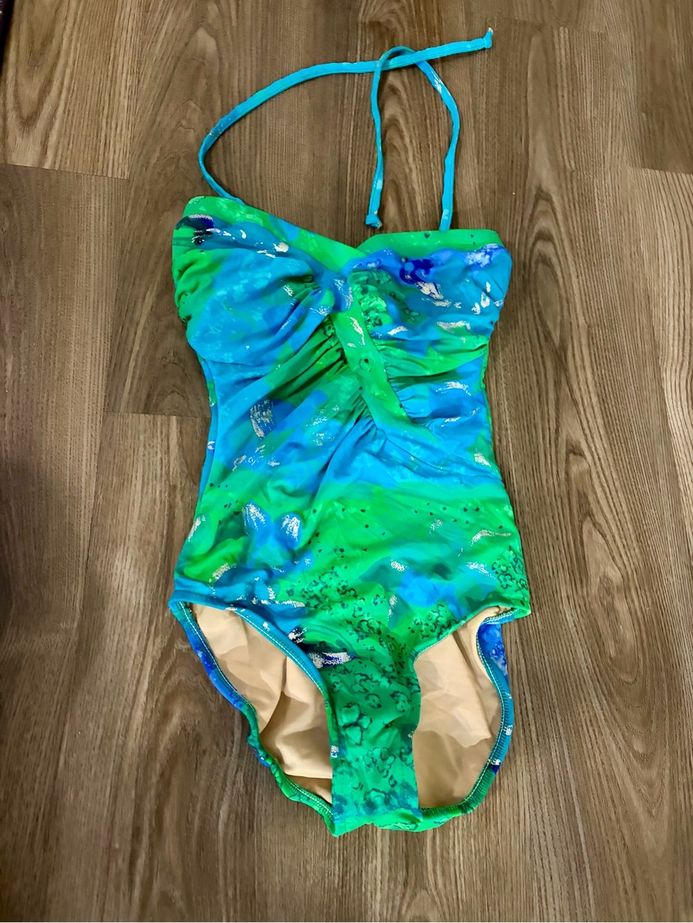 Vintage 90s Carol Wior Slimsuit Metallic Foil One Piece Swimsuit